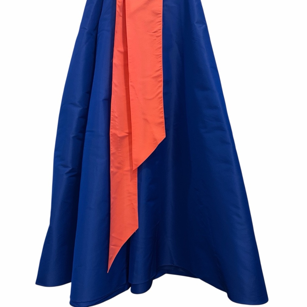 Carolina Herrera Blue Shirt Dress Colorblock Bow Belt 10 Wedding Formal NWT 🟡 - Picture 10 of 15